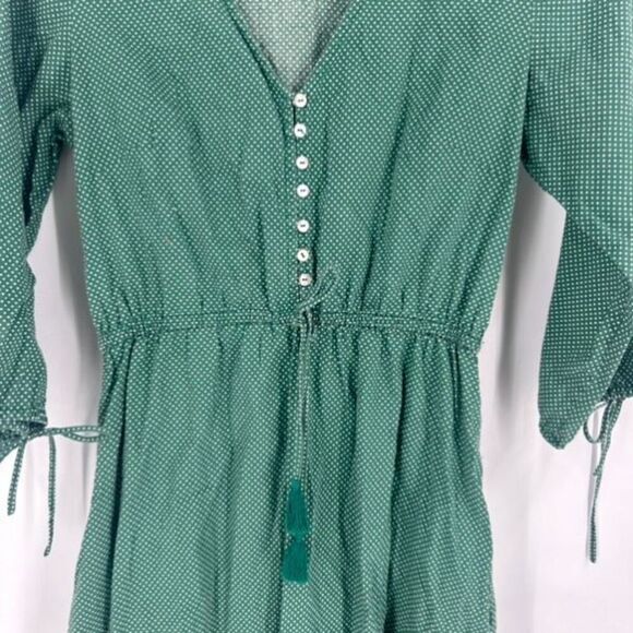 All the Wild Roses Women's Polka Dot Boho Tiered Breezy‎ Midi Dress Green Size 8 - Picture 8 of 15